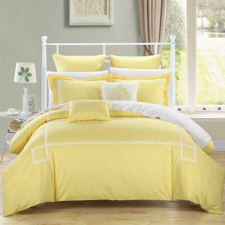CHIC HOME Woodford Yellow 11 Piece Bed in a Bag Embroidered Comforter Set with 4 Piece Sheet Set King Size CS1311-BIB-US